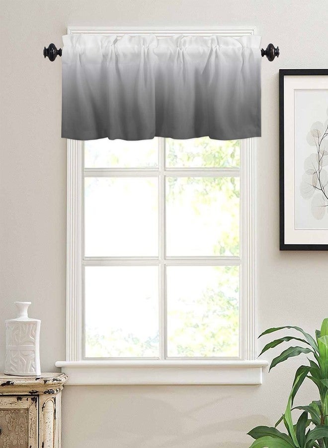 LooPoP Grey White Valance for Windows Ombre Curtains Valances Modern Gradual Color Curtains Rod Pocket Window Treatment for Kitchen Living Room Bedroom Bathroom Home Decor 1 Panel 54x18 Inch - Image 4